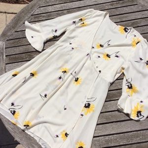 Free People Ivory Dress with Sunflowers